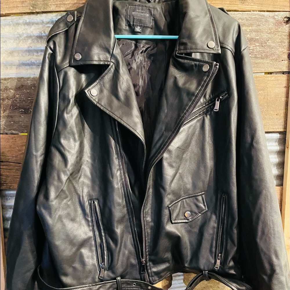 NWOT Miss London Black Label Pleather Jacket
